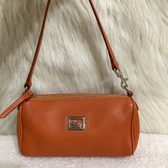 DOONEY & BOURKE Vintage Y2K Orange Pebbled Leather Mini Barrel Bag - Picture 11 of 16